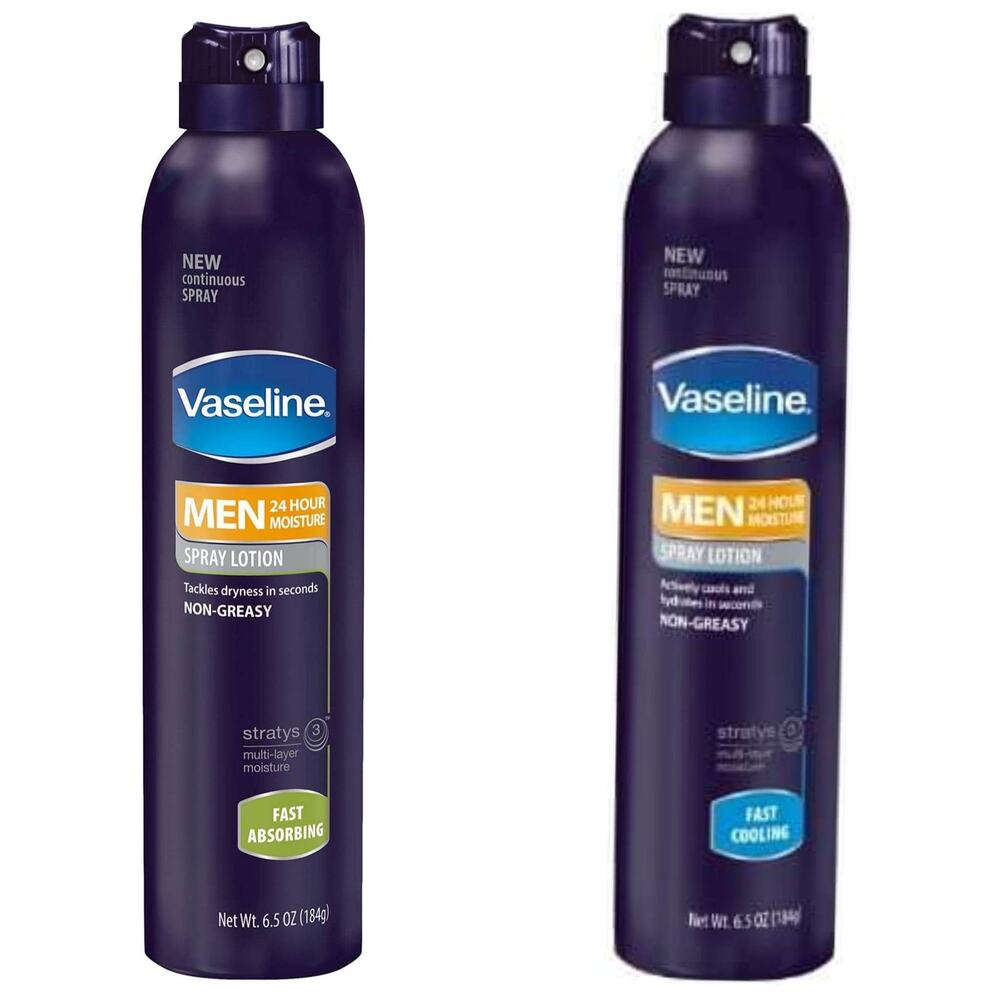 Vaseline Men 24HR Moisture Spray Lotion Fast Cooling & Fast Absorbing NEW